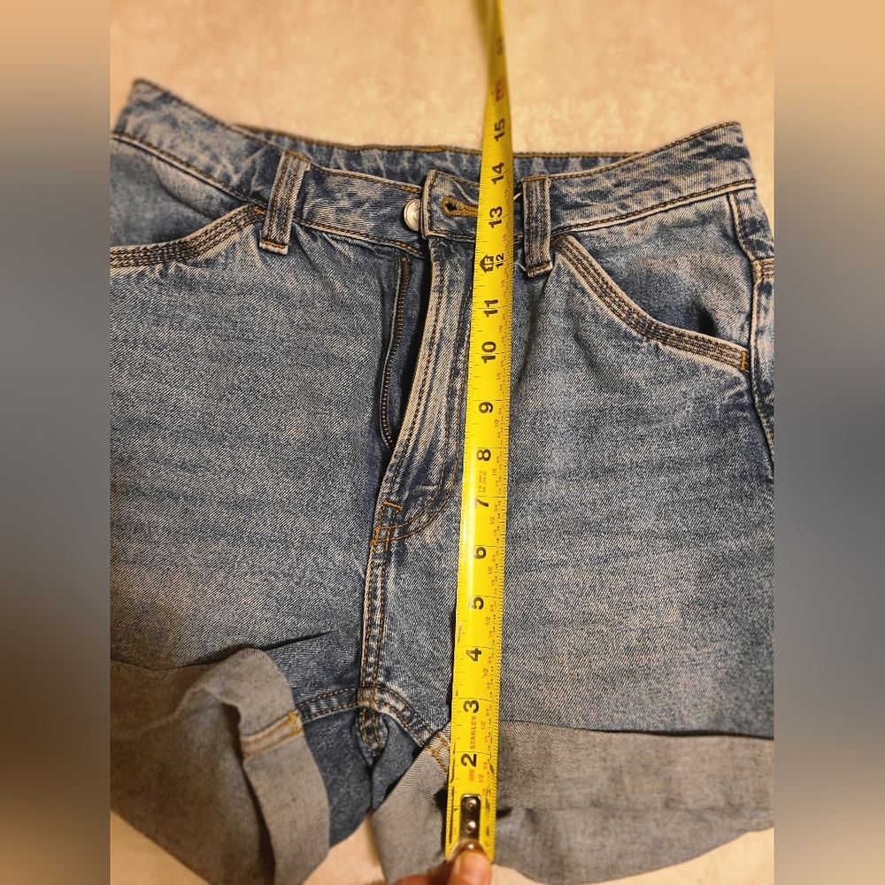 H&M Blue Denim Casual High Waisted Shorts 100% Cotton size 2 - Picture 7 of 8